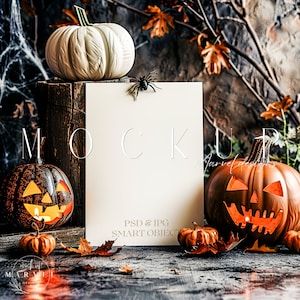 Halloween Einladung Mockup Karte Mockup Herbst einladen Mockup 5x7 Karte Mockup Party einladen mit Kürbissen Herbst Themen Invite Mockup