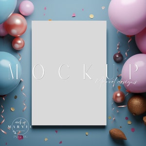 Mockup de Convite | Objeto Inteligente em PSD | Mockup de Cartão de Aniversário | Mockup Boho | Mockup de Convite Infantil | Festa de Aniversário | Download Digital