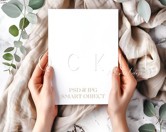 Greeting Card With Hands Mockup | Held Wedding Invitation Mockup | 5X7 Card Mockup With Hands | Simple 5X7 Card Mockup | Wedding Mockup