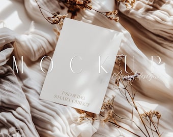 Greeting Card Mockup | 5X7 Boho Mockup | Double 5X7 Invitation Mockup | Neutral Wedding Invite Mockup | 5X7 Card Mock Up | Instant Download