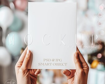 Birthday Card Mockup | Girls Birthday Party Invitation Mockup | 5x7 Card Mockup | Baby Shower Mockup | 5X7 Birthday Invitation Mockup