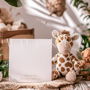 Mockup uitnodiging | Vierkante kaart mock-up | Slim psd-object | Pasgeboren kaartmodel | Minimalistisch vierkant kaartmodel | Mockup wenskaart: