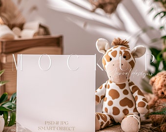 Invitation Mockup | Square Card Mock Up | Psd Smart Object | Newborn Card Mockup | Minimalist Square Card Mockup | Greeting Card Mockup