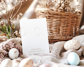 Easter Invitation Mockup: 5x7 Card, Smart Object (PSD, JPG)