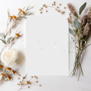 Mockup uitnodiging | Boho-briefpapiermodel | 5 x 7 kaartmodel | Slimme mock-up | Minimalistisch kaartmodel | 5 x 7 uitnodigingsmock-up | Mock-up bruiloft