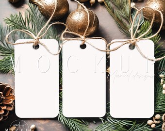 Christmas Gift Tag Mockup | 2x3.5 Inch, PSD JPG (Digital Download)