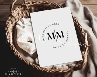 Mockup di invito per baby shower / Mockup di invito / Mockup di invito Boho / Mockup di oggetto intelligente / Mockup di baby shower / Minimalista