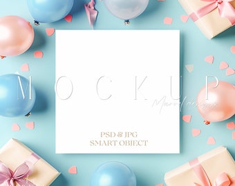 Modelli di biglietti quadrati / Modelli di compleanno / Oggetti intelligenti PSD + Jpg / Biglietti bianchi vuoti minimalisti / Modelli in stile / Modelli di invito per bambini