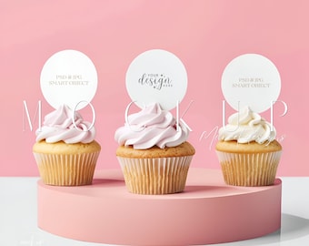 Cupcake Mockup / Mockup semplice / Baby Shower Mockup - Psd / Compleanno Mockup / Foto stock di cupcake / Download immediato / Topper Mockup