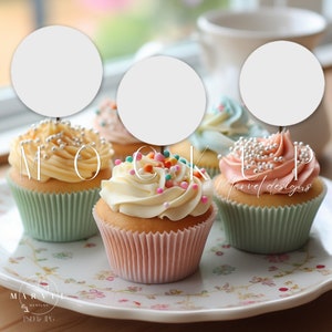 Cake Topper Mockup | Foto Der Cupcakes | Digitale Jpeg-Datei | Geburtstags-/Hochzeitstorte Mockup | Cupcake Topper Mockup | Blank Cupcake Topper