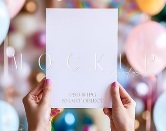 Invitation Mockup | Baby Shower Mockup | Minimalist Empty White Card | Baby Shower Invitation Mockup | Girls Birthday Mockup
