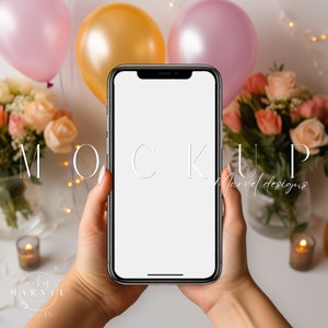 Smartphone Mockup | Iphone Mockup | Social Media | Mobile Phone Mockup | Birthday Evite Mock Up | Digital Birthday Invitation Mockup