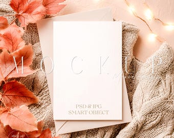 Halloween Invitation Mockup: 5x7 Fall Card Template (PSD & JPG Digital Download)
