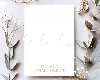 5X7 Invitation Mockup | Wedding Invite Mockup | 5X7 Card Mock Up | Psd Smart Object + Jpg | Minimalist Invite | 5 X 7 Invitation Mockup