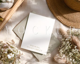 5x7 Invitation Mockup: Elegant Card Display (PSD & JPG Digital Download)