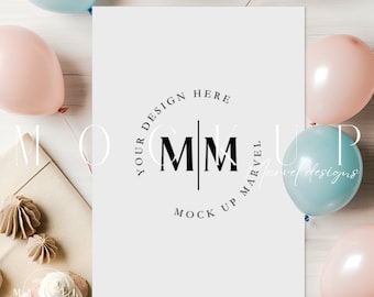Party einladen Mockup | 13x18 Karte Mockup | Geburtstagseinladung Mockup | Einzeleinladung Mockup | Smart-Objekt | Baby Shower Einladung Mockup