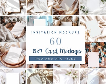 Invitation mockup Bundle, Baby Shower Invite Mockup, Wedding Invite Mockup, 5x7 Card Mockup, Boho Invitation Mockup Simple Invitation Mockup