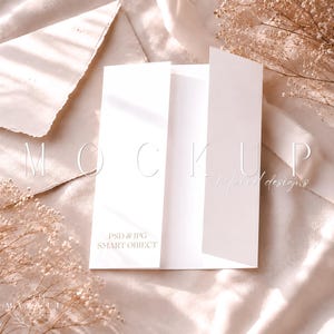 Gate Fold Invitation, Open Gate Fold Invitation Mockup, Wedding Invitation Mockup, Folded Card Mockup, Trifold Invitation Mockup