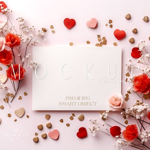 Valentinstag Kartenmockup | Geburtstagskarte | Einladung Mockups | Minimalistische leere weiße Karte | Valentinstag Mockup | Sofort Download
