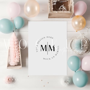 Mockup de convite para festa | Mockup de convite minimalista | Convite de aniversário | Mockup de cartão de aniversário | Mockup de cartão 5x7 | Objeto inteligente | PSD