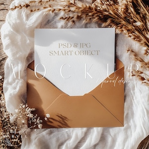 Wedding Invitation With Envelope Mockup, Card Mockup, Boho Invite Mockup,  5x7 Invitation Mockup, Rustic Wedding Card, Wedding Invite Card