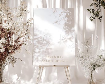 Helder acryl mockup schildersezel mockup bruiloft acryl bord mockup acryl bedrijfsbord Helder acryl ontwerp acryl bruiloft bord mockup
