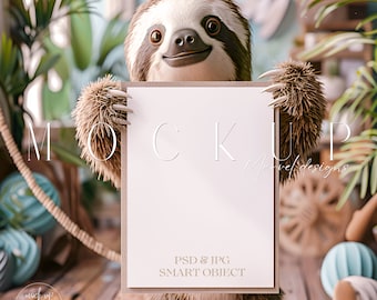 Invitation Mockup Hand Holding Card Mockup 5X7 Card Mockup Kids Invite Mockup Greeting Card Mockup Safari Mockup  Baby Shower Invite Mockup