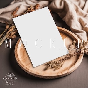 Bohokaartmodel | 5 x 7 kaartmodel met slim object | Minimalistische wenskaartsjabloon babyshower | Mockup huwelijksuitnodiging | Slim object