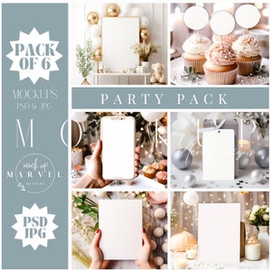 Geburtstagseinladung Mockup, Neutral Babyparty Mockup, 13x18 Karte Mockup, Digitales Smartphone Mockup, Neutral Geschenkanhänger Mockup, Schild Mockup