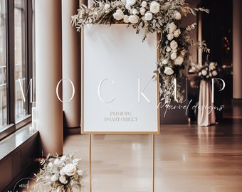 Welcome Sign Mockup | Wedding Mockup | Wood Easel Wedding Welcome Sign Mock-Up | Venue Sign Mockup | Easel Sign Or Seating Chart Mockup