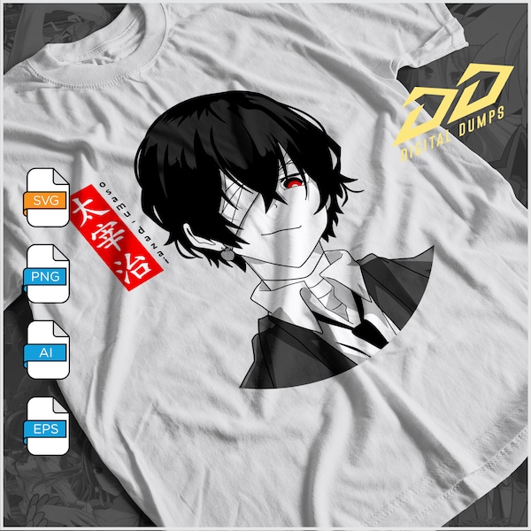 Osamu Dazai Premium Anime Vector File, Ready for DTF, DTG, Sublimation Printing, Anime PNG for Shirt, Svg, Ai, Eps, Png, High Resolution