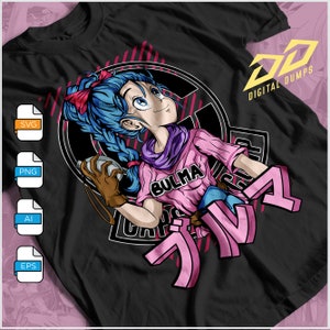 Bulma Dbz Premium Anime Vector File, Ready for DTF, DTG, Sublimation Printing, Anime PNG for Shirt, Svg, Ai, Eps, Png, High Resolution File