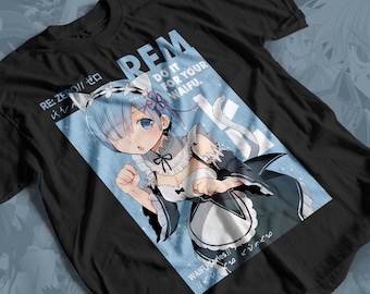 Waifu Rem Anime T-shirt Unisex, Anime Manga T-shirt, Anime T-shirt, Anime Lovers T-shirt, Grafisk Anime T-shirt, Manga T-shirt, Japanska T-shirts