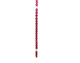 14K White Gold Ruby and Diamond Tennis Bracelet, Trendy Dainty Natural Ruby and Diamond Bracelet