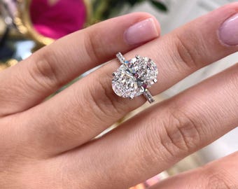 5.80CT Oval Shape IGI Certified Lab-Grown Diamond Engagement Ring