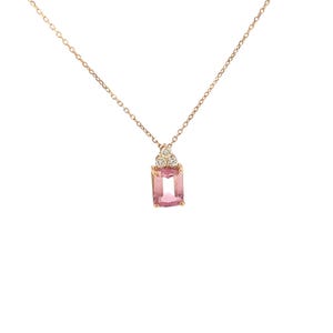 18K Yellow Gold Tourmaline and Diamond Pendant Necklace