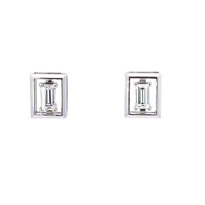 Orecchini alla moda in oro bianco massiccio 14K con diamanti taglio smeraldo/orecchini con smeraldo/orecchini con diamanti naturali/regalo di compleanno/regalo di anniversario
