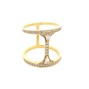 Trendy 18K Yellow Gold Diamond Ring/ Diamond Ring/ Fancy Diamond Ring/ Index Diamond Ring/ Yellow Gold Ring/ Luxury Birthday Gift
