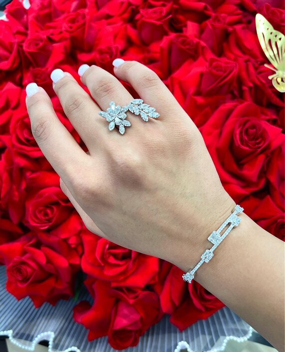 Fancy Natural Diamond Bangle/ Round and Baguette Diamond Bangle