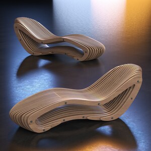 Parametric Lounge Chair A-1 / Cnc Files for Cutting / Pool Chairs / Laser Cut dxf svg plan / Patterns & How To zdjęcie 1