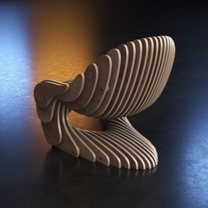 Parametric Armchair A-3 / CNC files for cutting / Bean Wooden Seat / Office Wooden Chair zdjęcie 4