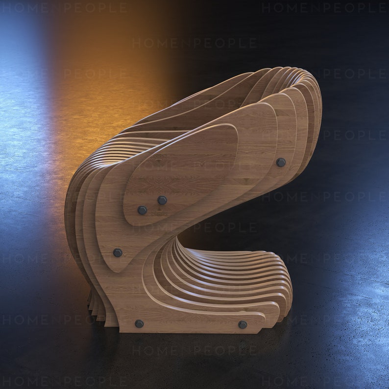 Parametric Armchair A-2 / CNC files for cutting / Cnc Wooden Seat Plan / Office Sculpture Chair / Modern Furniture / Dining Table Chair zdjęcie 5