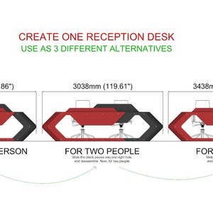 Parametric Reception Desk A-5 / Cnc files for Cutting / Elegant and Modern Office Desk / Multisize Working Table / Cnc Furniture Plan image 2