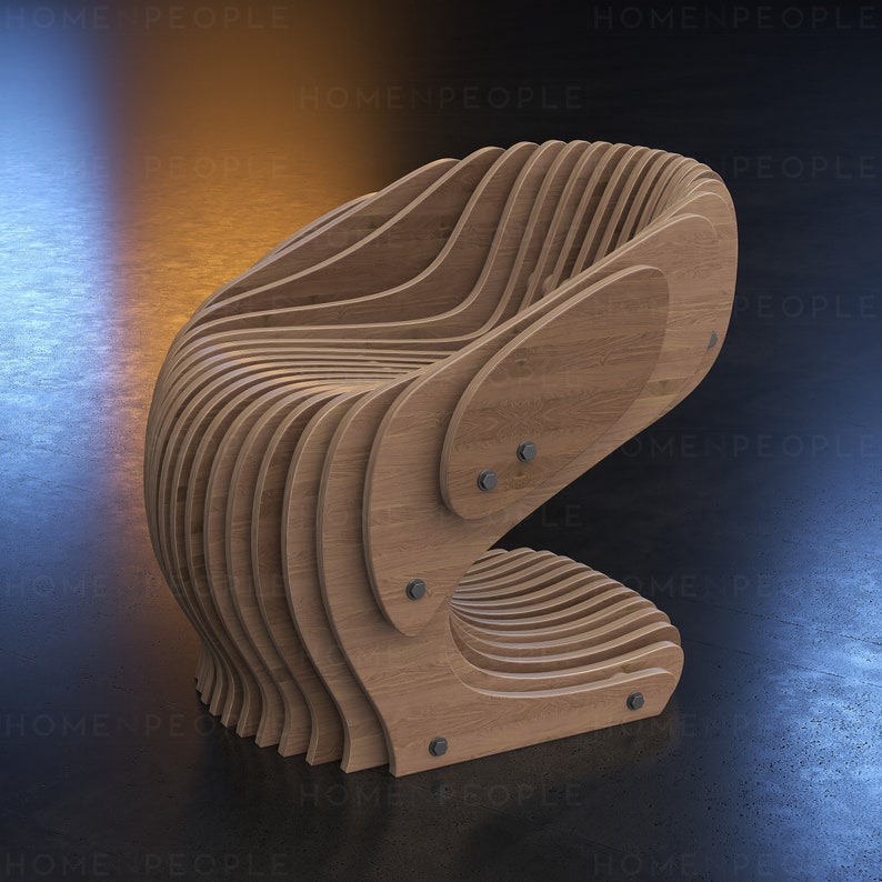 Parametric Armchair A-2 / CNC files for cutting / Cnc Wooden Seat Plan / Office Sculpture Chair / Modern Furniture / Dining Table Chair zdjęcie 4