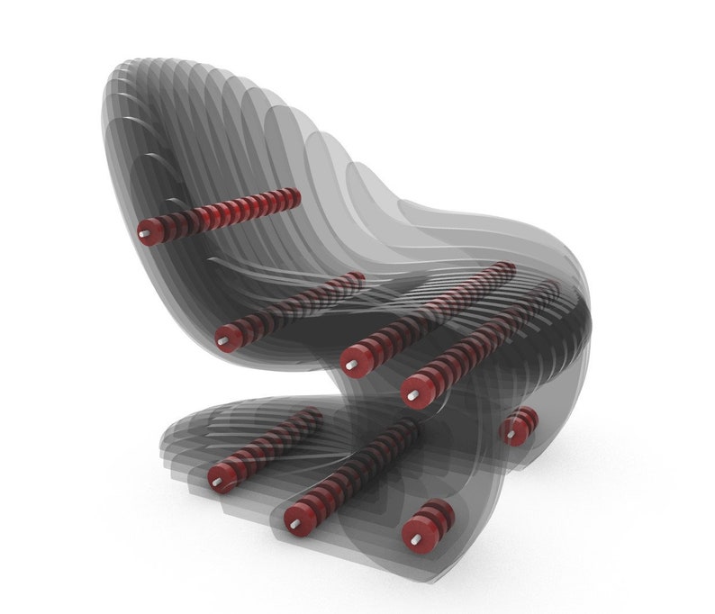 Parametric Armchair A-3 / CNC files for cutting / Bean Wooden Seat / Office Wooden Chair zdjęcie 9
