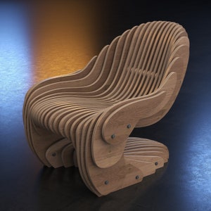 Parametric Armchair A-3 / CNC files for cutting / Bean Wooden Seat / Office Wooden Chair zdjęcie 2