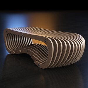 Parametric Bench A-8 / CNC Files for Cutting / Wooden Seat / Office Bench / Waiting Area / Wooden Sculpture for Lobby zdjęcie 5