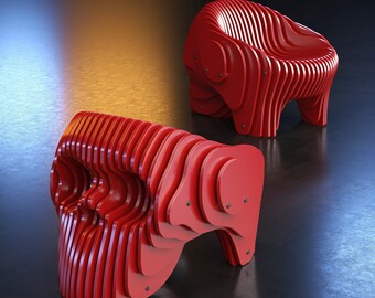 Parametric Armchair  A-5 / CNC files for cutting / Skull Tattoo Wooden Seat / Office Wooden Chair