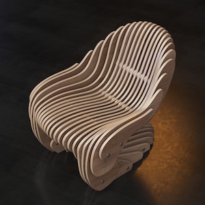 Parametric Armchair A-3 / CNC files for cutting / Bean Wooden Seat / Office Wooden Chair zdjęcie 5