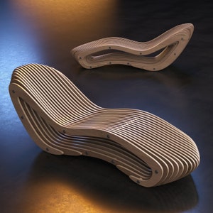 Parametric Lounge Chair A-1 / Cnc Files for Cutting / Pool Chairs / Laser Cut dxf svg plan / Patterns & How To zdjęcie 4